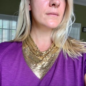 Gold Mesh Bib Necklace
